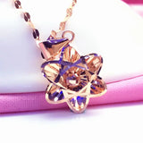 Purple Plated 14K Rose Flower Necklace for Woman Wedding Jewelry
