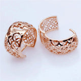 14K Rose Geometric Earrings for Women Chinese Unique Glamour Art Jewelry