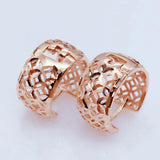 14K Rose Geometric Earrings for Women Chinese Unique Glamour Art Jewelry