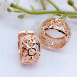 14K Rose Geometric Earrings for Women Chinese Unique Glamour Art Jewelry