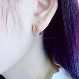 14K Rose Geometric Earrings for Women Chinese Unique Glamour Art Jewelry