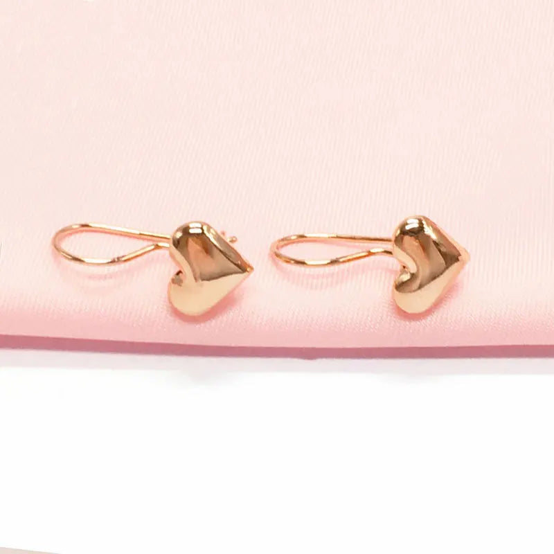 14K Rose Gold Heart Shaped Earrings for Women
