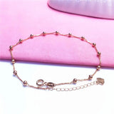 14K Rose Gold Plated Purple Bead Bracelet for Women, Charm Party Jewelry