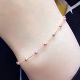 14K Rose Gold Plated Purple Bead Bracelet for Women, Charm Party Jewelry