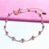 14K Rose Gold Plated Purple Bead Bracelet for Women, Charm Party Jewelry