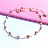 14K Rose Gold Plated Purple Bead Bracelet for Women, Charm Party Jewelry