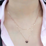 14K Rose Gold Smooth Heart Pendant Necklace Set with Double Chains