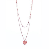 14K Rose Gold Double Chain Heart Pendant Necklace Set