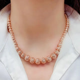 Purple Beads Necklace 14K Rose Gold Plated Chain Jewelry