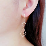 Purple Plated 14K Rose Star Tassel Earrings for Women