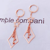 Purple Plated 14K Rose Star Tassel Earrings for Women