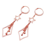 Purple Plated 14K Rose Star Tassel Earrings for Women