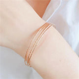 Rose 14K Gold Three-Layer Charm Bracelet for Women