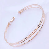14K Rose Three-Layer Charm Bracelet Wedding Jewelry Women Accessories