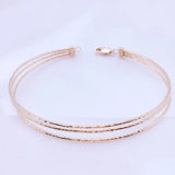 Rose 14K Gold Three-Layer Charm Bracelet for Women