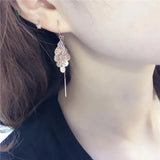 Exaggerated 14K Rose Water Drop Sequins Earrings for Women