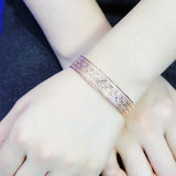 14K Rose Gold Plated Purple Crystal Wide Charm Bracelet for Women