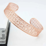 14K Rose Gold Plated Wide Hollow Charm Bracelet for Women