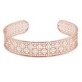 14K Rose Gold Plated Wide Hollow Charm Bracelet for Women