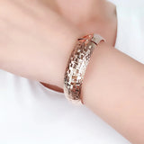 Purple Plated 14K Rose Rhombus Flower Bracelet for Women Wedding
