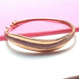 Purple Plated 14K Rose Wide Crystal Bracelet for Women