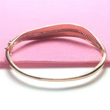 Purple Plated 14K Rose Wide Crystal Bracelet for Women