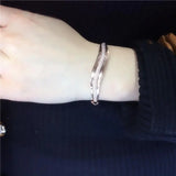 Purple Plated 14K Rose Wide Crystal Bracelet for Women