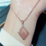 14K Rose Gold Plated Rhombus Hollow Ball Pendant Necklace