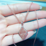 14K Rose Gold Plated Rhombus Hollow Ball Pendant Necklace