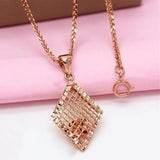 14K Rose Gold Plated Rhombus Hollow Ball Pendant Necklace