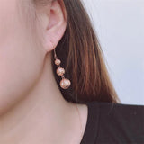 Purple Plated 14k Rose Beaded Tassel Earrings for Ladies
