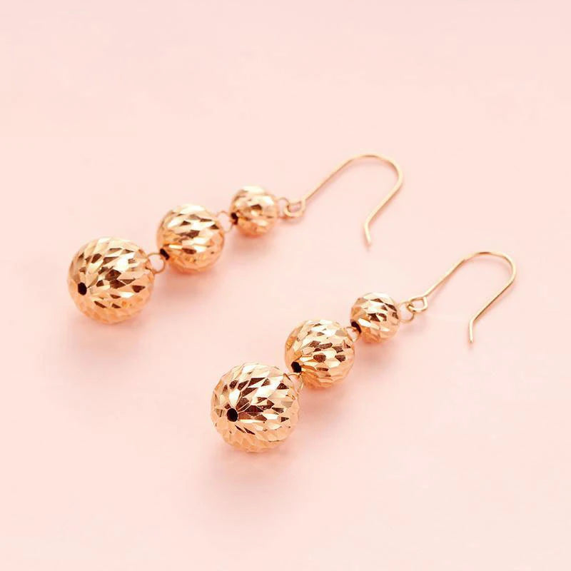 Purple Plated 14k Rose Beaded Tassel Earrings for Ladies