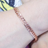 14K Rose Chunky Chain Bracelet with Purple Plated Charm