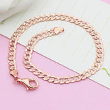 14K Rose Chunky Chain Bracelet with Purple Plated Charm