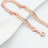 14K Rose Chunky Chain Bracelet with Purple Plated Charm
