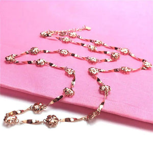14k Rose Flower Chunky Necklace Romantic Wedding Jewelry