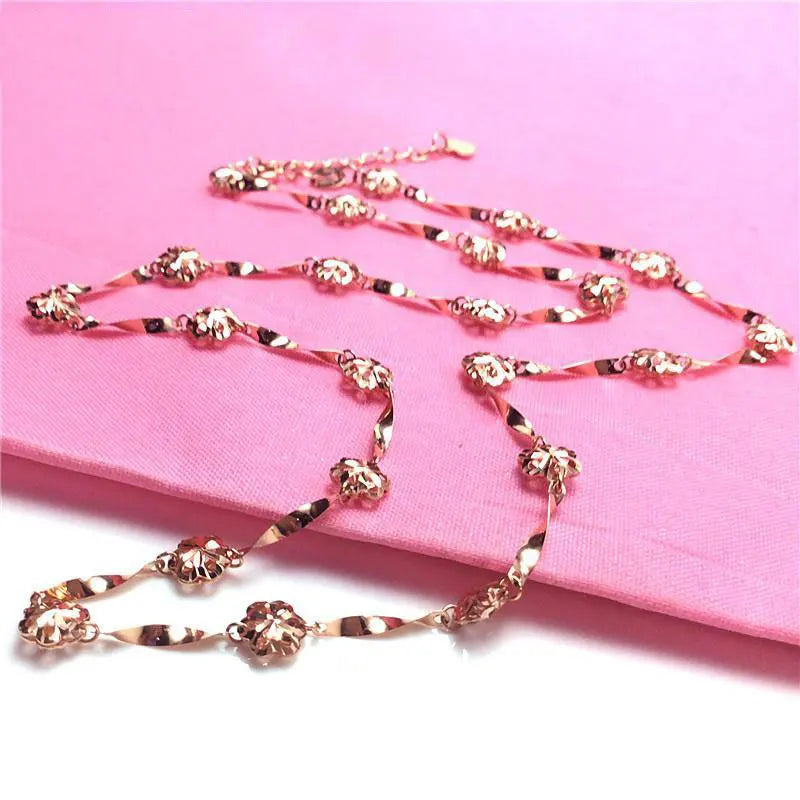14k Rose Flower Chunky Necklace Romantic Wedding Jewelry