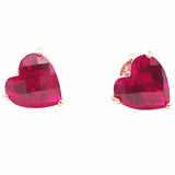 14k Rose Gold Heart Ruby Earrings for Women