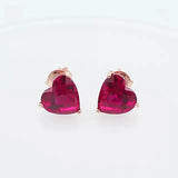 14k Rose Gold Heart Ruby Earrings for Women