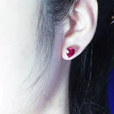 14k Rose Gold Heart Ruby Earrings for Women