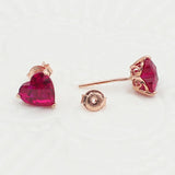 14k Rose Gold Heart Ruby Earrings for Women