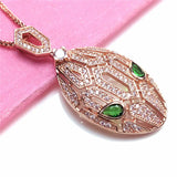 14k Rose Gold Plated Emerald Crystal Charm Necklace