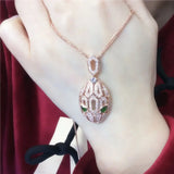 14k Rose Gold Plated Emerald Crystal Charm Necklace