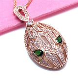 14k Rose Gold Plated Emerald Crystal Charm Necklace