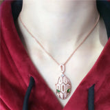 14k Rose Gold Plated Emerald Crystal Charm Necklace