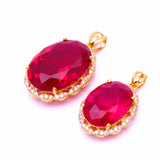 14K Rose Gold Plated Ruby Flower Necklace Pendant for Women