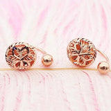 14k Rose Gold Plated Purple Flower U-Shaped Earrings for Women