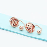 14k Rose Gold Plated Wedding Flower Earrings for Women