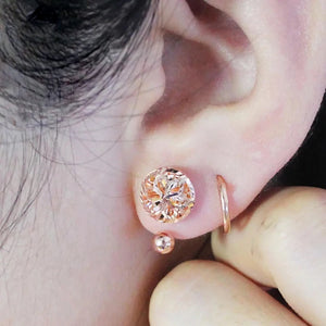 14k Rose Gold Plated Wedding Flower Earrings for Women