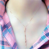 14k Rose Soft Chain Tassel Necklace for Women - Purple Plated Charm Jewelry